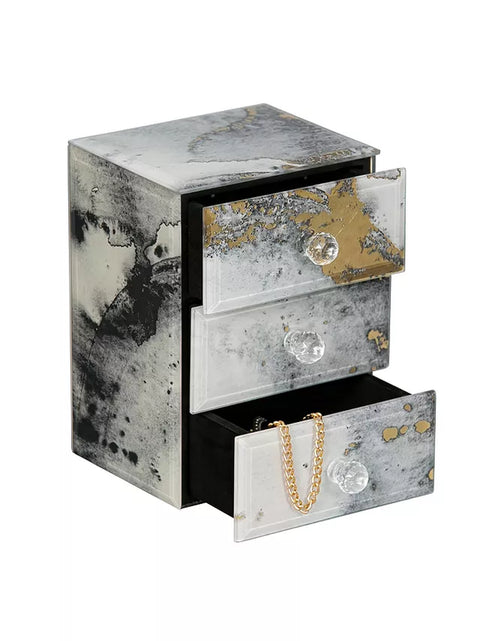 Load image into Gallery viewer, Mele Co. Maura Marbled Glass Jewelry Box with Gold Accents
