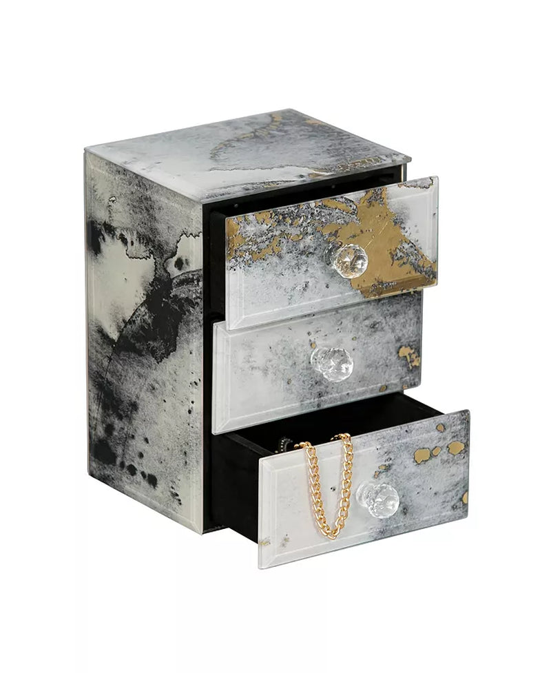 Mele Co. Maura Marbled Glass Jewelry Box with Gold Accents