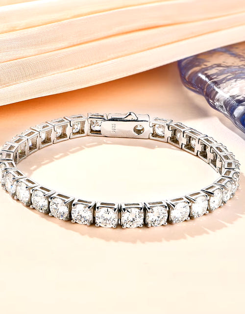 Load image into Gallery viewer, Solid 925 Sterling Silver Moissanite Tennis Bracelets for Women round 3.5Mm Charm Bracelet 
