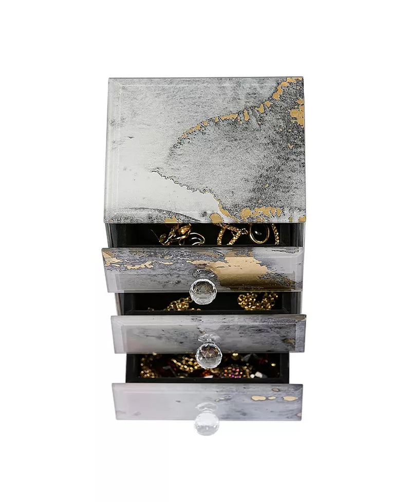 Mele Co. Maura Marbled Glass Jewelry Box with Gold Accents