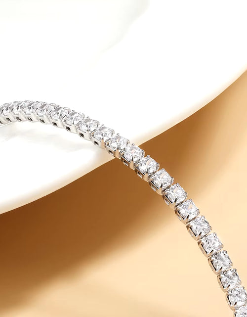 Load image into Gallery viewer, 2Mm Moissanite Tennis Necklace for Women S925 Silver Plated 18K Gold Sparking Rhinestone Choker Chain Wedding Jewelry Adjustable
