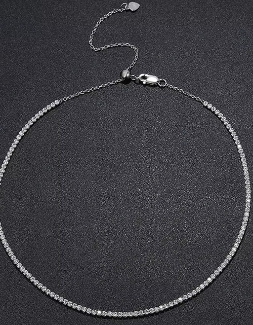 Load image into Gallery viewer, 2Mm Moissanite Tennis Necklace for Women S925 Silver Plated 18K Gold Sparking Rhinestone Choker Chain Wedding Jewelry Adjustable
