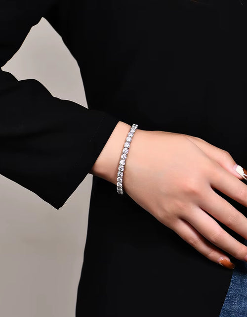 Load image into Gallery viewer, Solid 925 Sterling Silver Moissanite Tennis Bracelets for Women round 3.5Mm Charm Bracelet 
