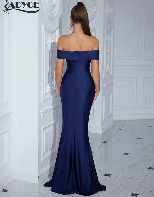 Load image into Gallery viewer, Elegant Off-Shoulder Strapless Maxi Dress with High Split – Perfect for Parties &amp; Evening Events
