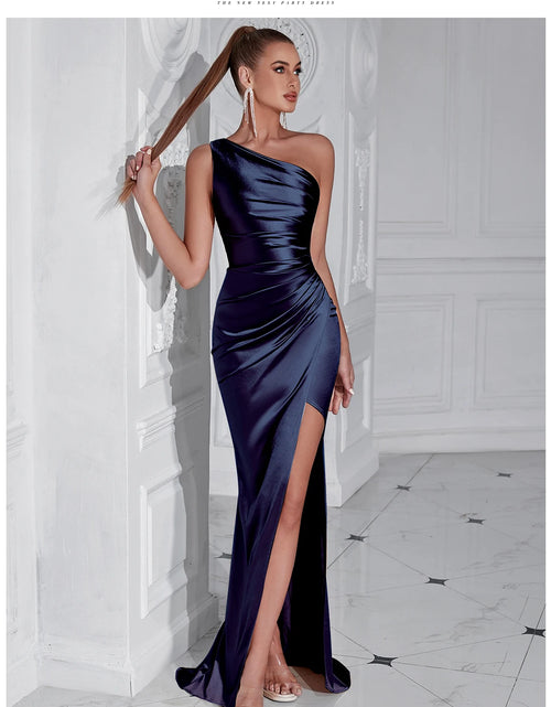 Load image into Gallery viewer, Elegant One-Shoulder Sleeveless Maxi Dress – Sexy Draped Celebrity Party Dress for Women
