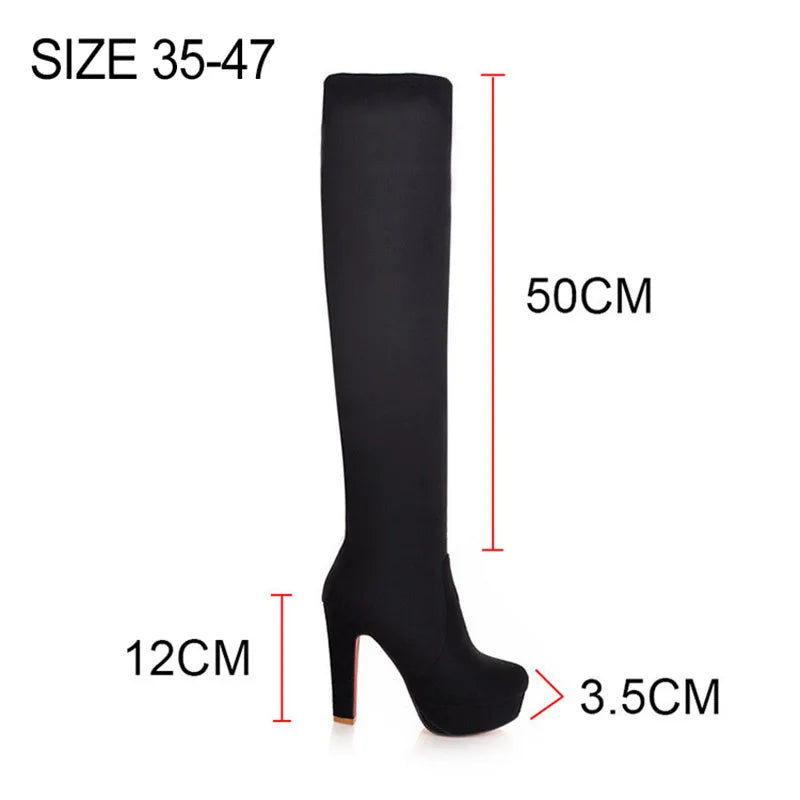 Step into Elegance: Winter Over-The-Knee High-Heel Platform Boots