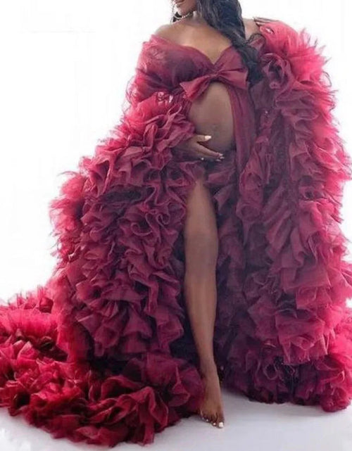 Load image into Gallery viewer, Ultimate Glamour: Extra Puffy Tulle Maternity Robe for Photoshoots
