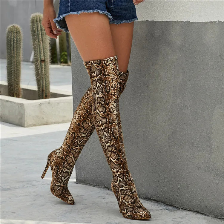 Fierce & Flawless: Leopard and Serpentine Thigh-High Boots