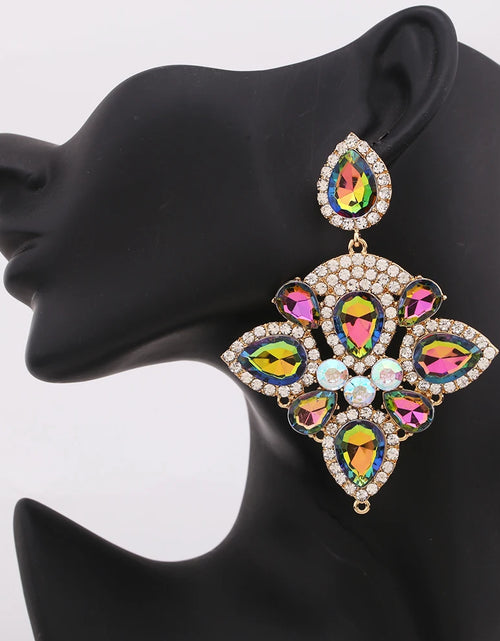 Load image into Gallery viewer, Boho Flower Tassel Earrings – Crystal Rhinestone Statement Jewelry for Women
