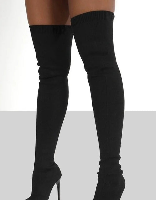 Load image into Gallery viewer, Sleek &amp; Stretchy: Over-the-Knee High Heel Sock Boots for Effortless Glam
