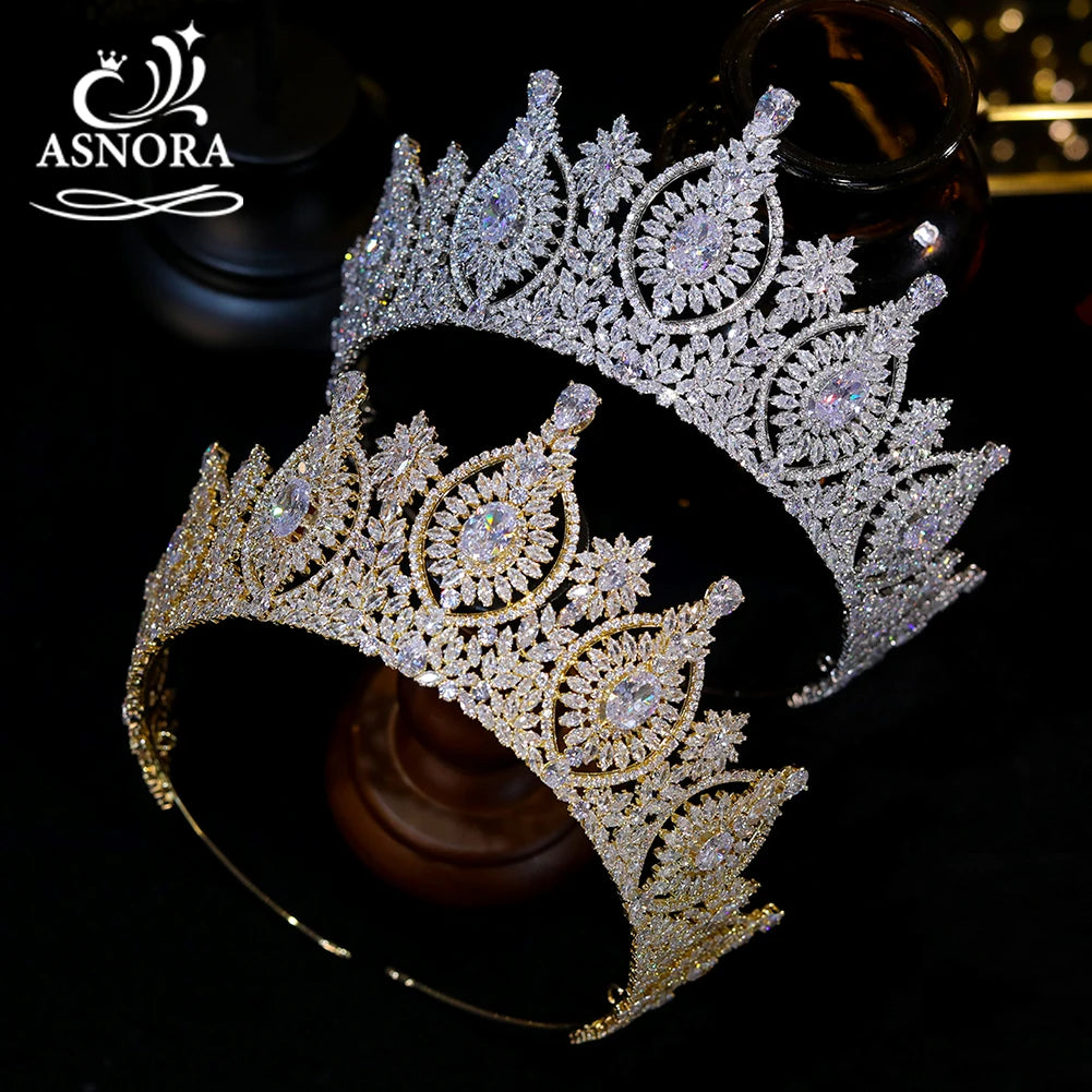 Regal Elegance Luxury Bridal Crown – Cubic Zirconia Crystal Queen Tiara for Weddings & Prom