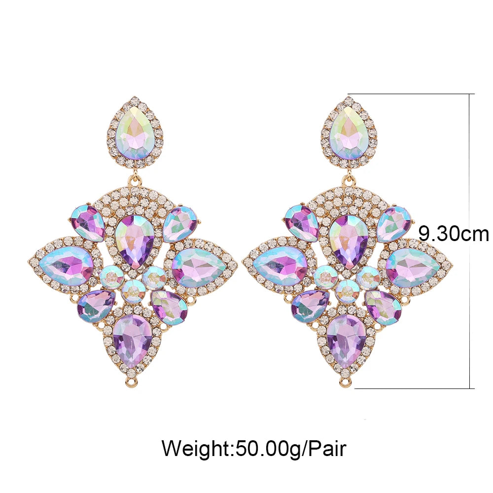 Boho Flower Tassel Earrings – Crystal Rhinestone Statement Jewelry for Women