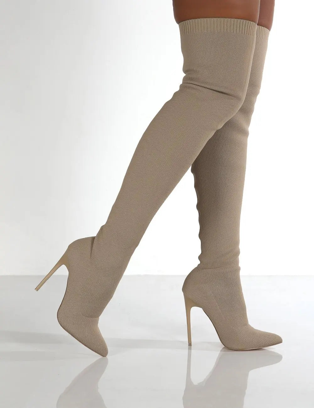 Sleek & Stretchy: Over-the-Knee High Heel Sock Boots for Effortless Glam