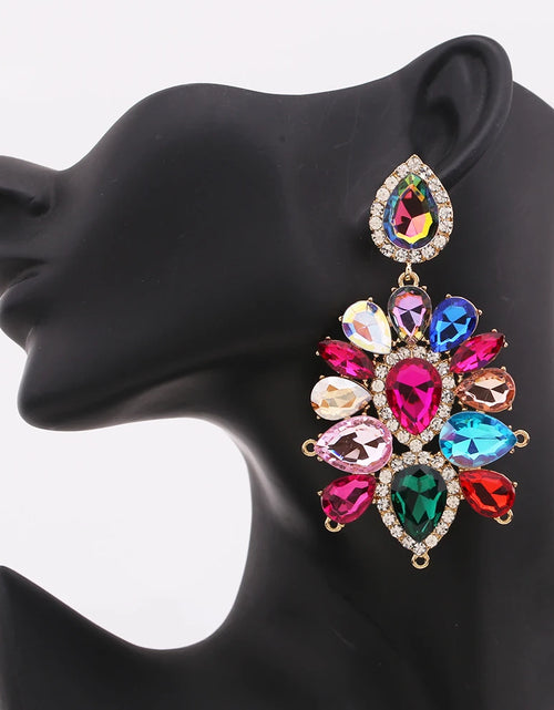 Load image into Gallery viewer, Boho Flower Tassel Earrings – Crystal Rhinestone Statement Jewelry for Women
