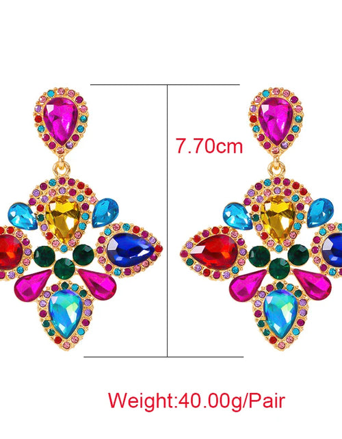 Load image into Gallery viewer, Boho Flower Tassel Earrings – Crystal Rhinestone Statement Jewelry for Women
