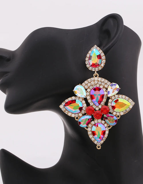 Load image into Gallery viewer, Boho Flower Tassel Earrings – Crystal Rhinestone Statement Jewelry for Women
