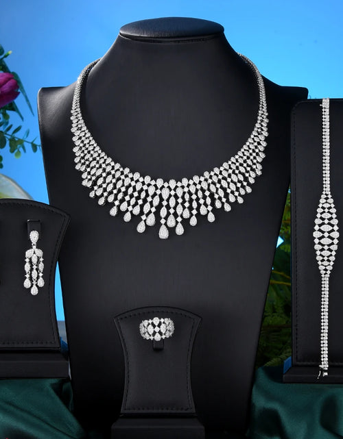 Load image into Gallery viewer, New Trendy 4PCS Full Micro CZ Luxury African Jewelry Set – Wedding Party Zircon Crystal Indian Necklace &amp; Earrings for Women
