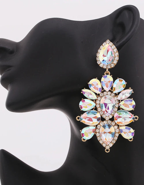 Load image into Gallery viewer, Boho Flower Tassel Earrings – Crystal Rhinestone Statement Jewelry for Women
