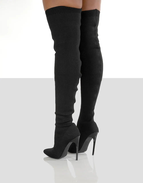 Load image into Gallery viewer, Sleek &amp; Stretchy: Over-the-Knee High Heel Sock Boots for Effortless Glam
