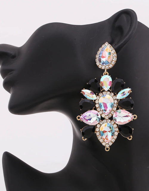 Load image into Gallery viewer, Boho Flower Tassel Earrings – Crystal Rhinestone Statement Jewelry for Women
