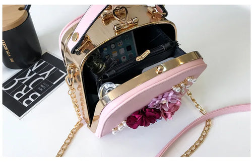 Load image into Gallery viewer, Elegant Flower Metal Clip Square Bag – Fashionable Shoulder Handbag for Dinners &amp; Events
