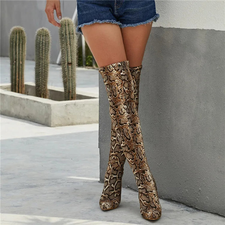 Fierce & Flawless: Leopard and Serpentine Thigh-High Boots