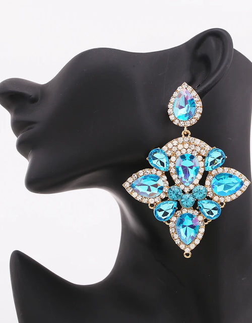 Load image into Gallery viewer, Boho Flower Tassel Earrings – Crystal Rhinestone Statement Jewelry for Women
