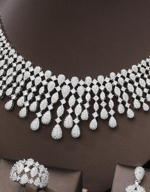 Load image into Gallery viewer, New Trendy 4PCS Full Micro CZ Luxury African Jewelry Set – Wedding Party Zircon Crystal Indian Necklace &amp; Earrings for Women
