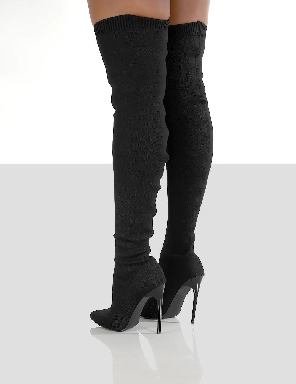 Sleek & Stretchy: Over-the-Knee High Heel Sock Boots for Effortless Glam