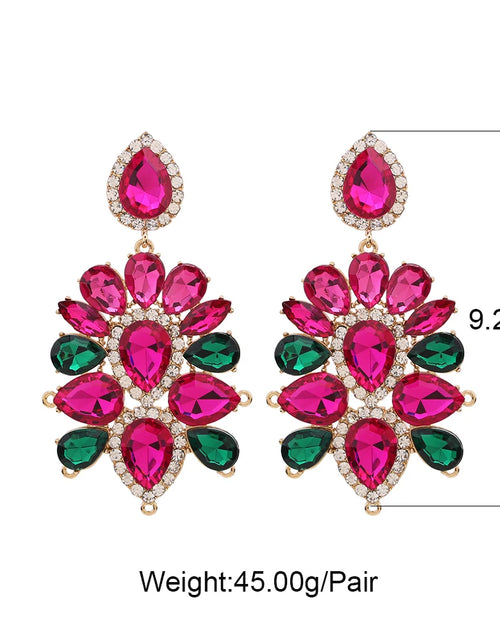 Load image into Gallery viewer, Boho Flower Tassel Earrings – Crystal Rhinestone Statement Jewelry for Women
