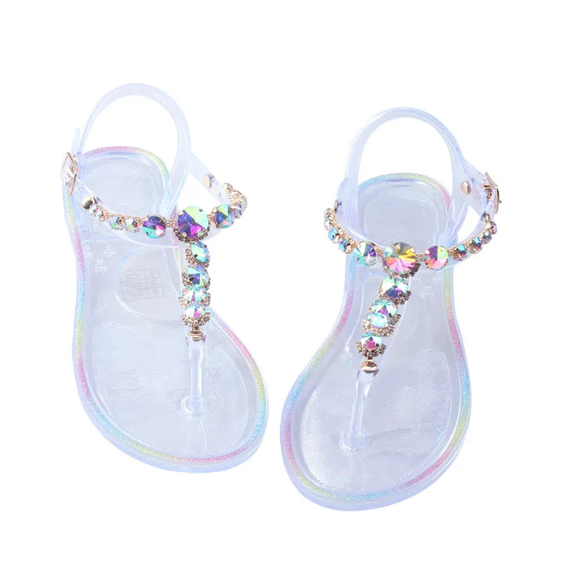 Crystal Clear Comfort: Summer Jelly Sandals with Sparkling Diamond Accents Wholesale