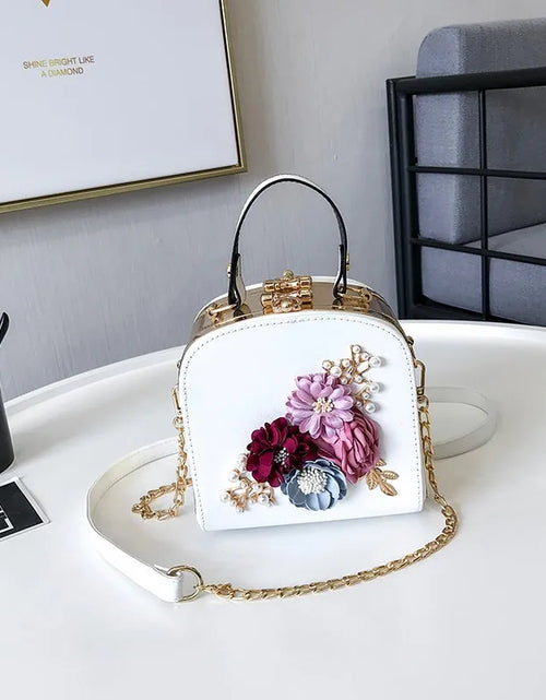 Load image into Gallery viewer, Elegant Flower Metal Clip Square Bag – Fashionable Shoulder Handbag for Dinners &amp; Events
