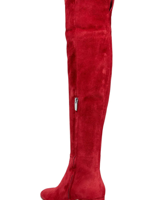 Load image into Gallery viewer, Winter Red Suede Over-The-Knee Boots – Stylish Round Toe, Thick Heels High Boots for Women
