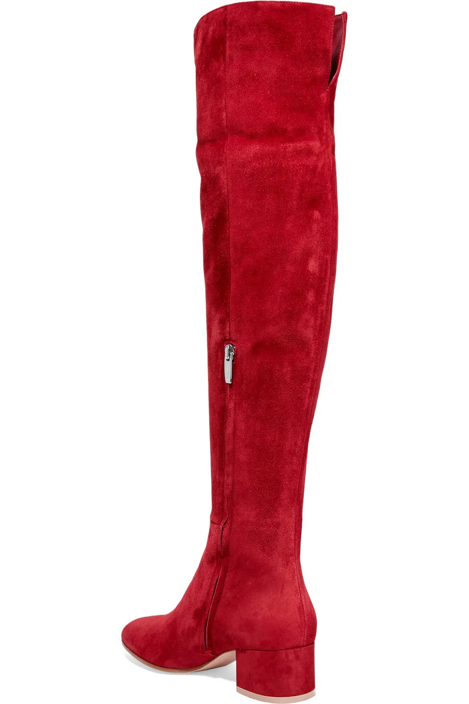 Winter Red Suede Over-The-Knee Boots – Stylish Round Toe, Thick Heels High Boots for Women