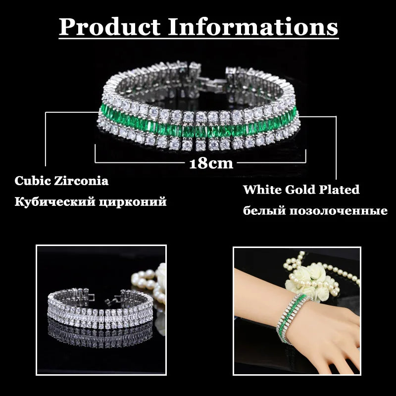 Sparkling Cubic Zirconia Geometric Link Chain Bracelet – Elegant Bridal & Party Jewelry for Women