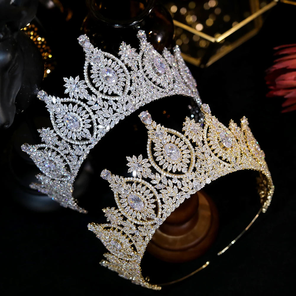 Regal Elegance Luxury Bridal Crown – Cubic Zirconia Crystal Queen Tiara for Weddings & Prom