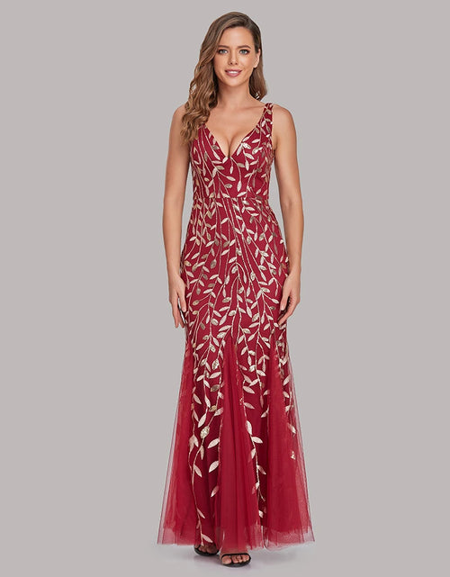 Load image into Gallery viewer, Glamorous Sleeveless V-Neck Tulle Sequin Mermaid Cocktail Dress for Unforgettable Nights
