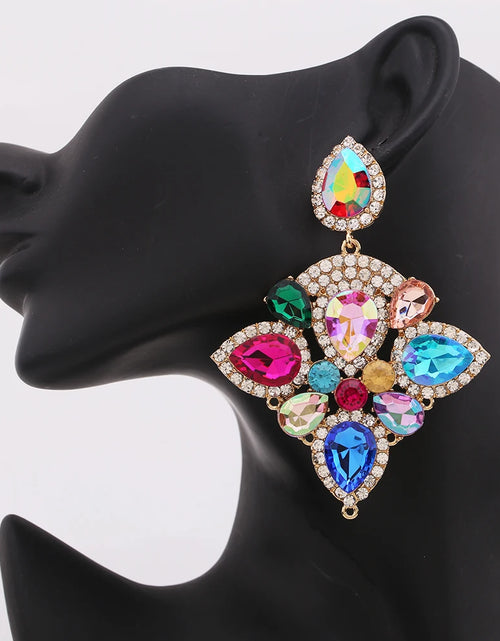 Load image into Gallery viewer, Boho Flower Tassel Earrings – Crystal Rhinestone Statement Jewelry for Women
