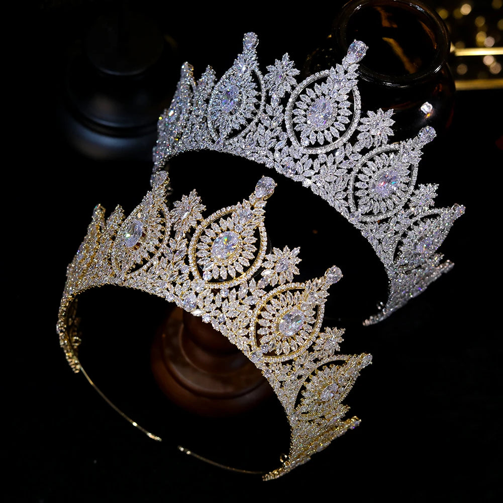 Regal Elegance Luxury Bridal Crown – Cubic Zirconia Crystal Queen Tiara for Weddings & Prom