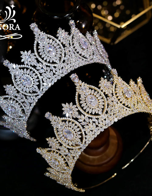 Load image into Gallery viewer, Regal Elegance Luxury Bridal Crown – Cubic Zirconia Crystal Queen Tiara for Weddings &amp; Prom
