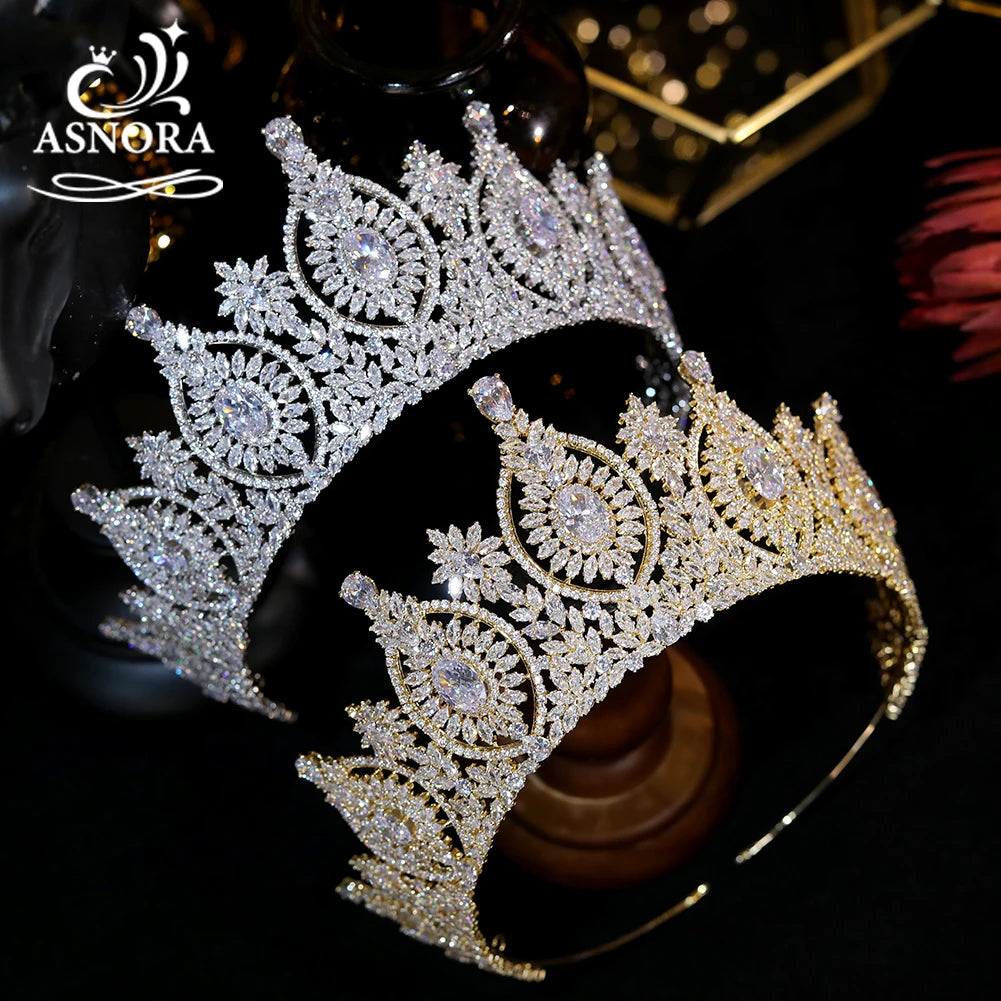 Regal Elegance Luxury Bridal Crown – Cubic Zirconia Crystal Queen Tiara for Weddings & Prom