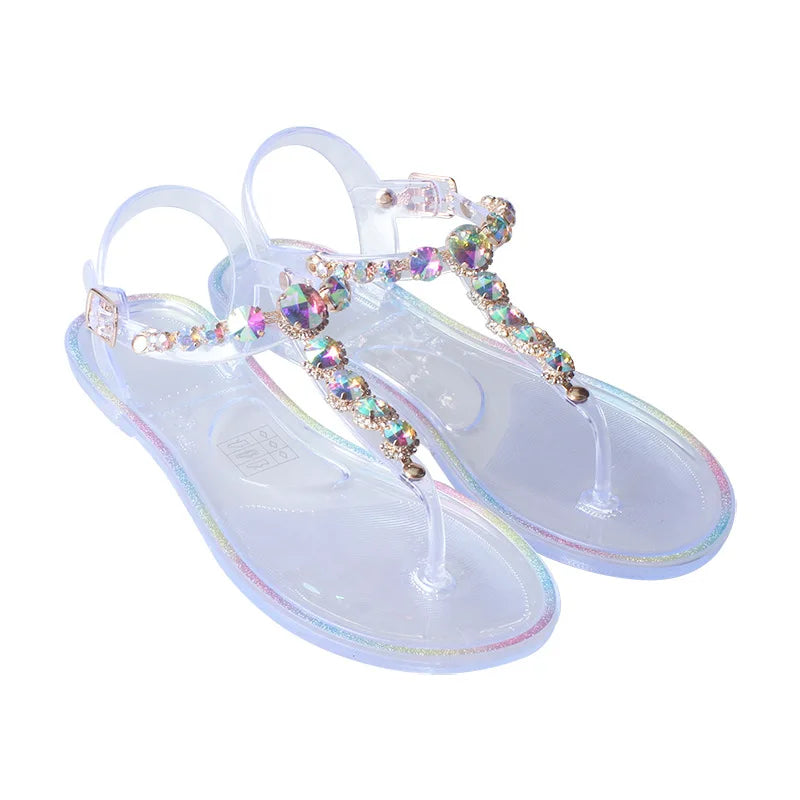 Crystal Clear Comfort: Summer Jelly Sandals with Sparkling Diamond Accents Wholesale