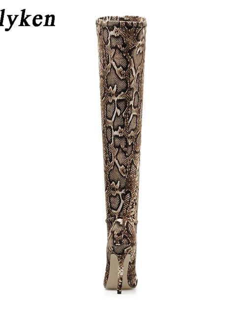 Load image into Gallery viewer, Fierce &amp; Flawless: Leopard and Serpentine Thigh-High Boots
