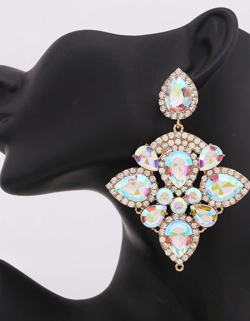 Load image into Gallery viewer, Boho Flower Tassel Earrings – Crystal Rhinestone Statement Jewelry for Women
