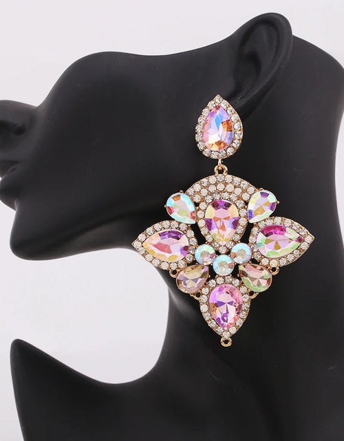 Load image into Gallery viewer, Boho Flower Tassel Earrings – Crystal Rhinestone Statement Jewelry for Women
