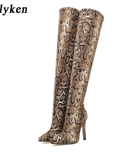 Load image into Gallery viewer, Fierce &amp; Flawless: Leopard and Serpentine Thigh-High Boots
