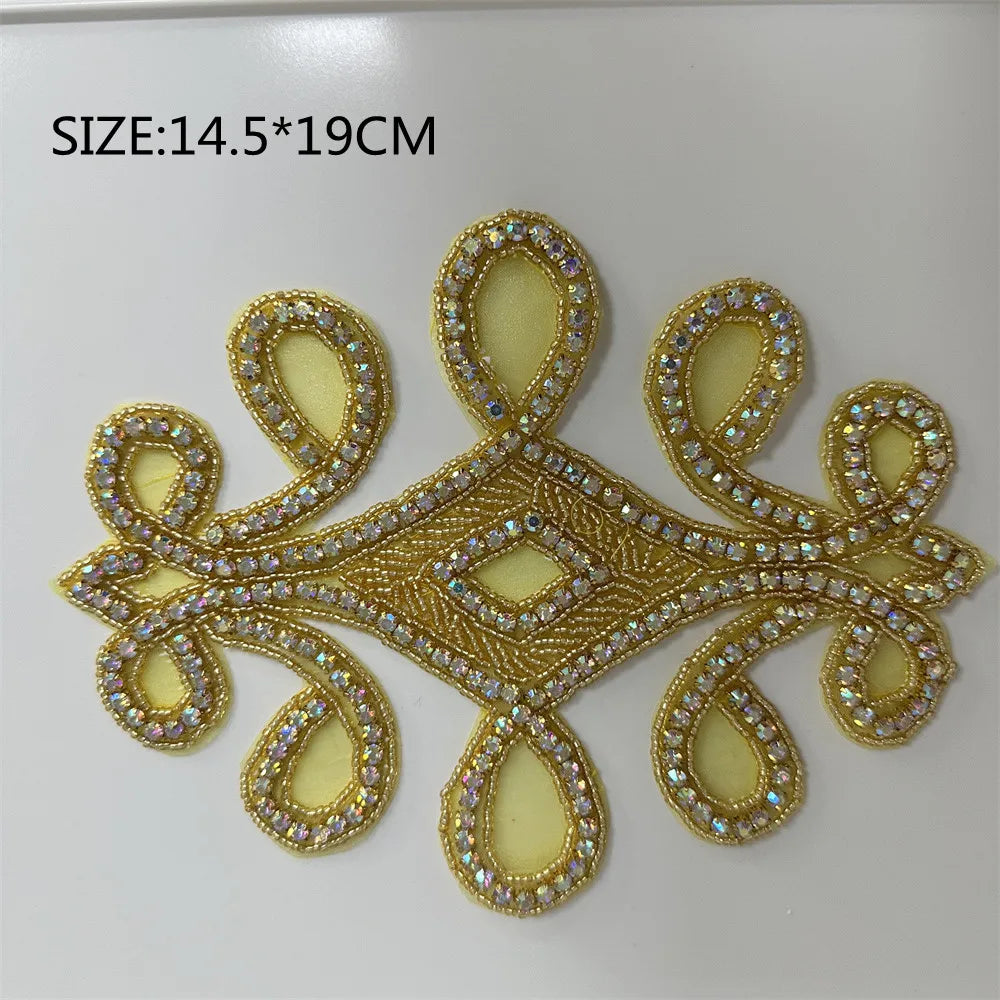 AB Silver Rhinestone Flower Applique – Elegant Iron-On/Sew-On Decoration for Wedding Dresses & Clothes