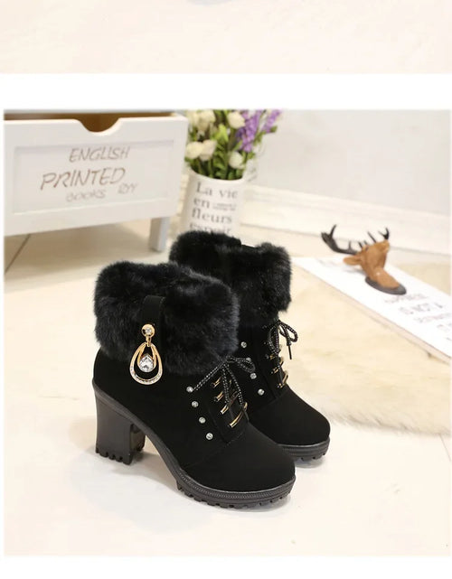 Load image into Gallery viewer, Elegant Suede High-Heel Platform Ankle Boots – Winter Must-Have
