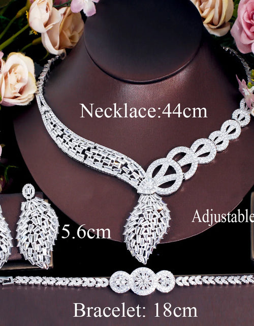 Load image into Gallery viewer, 4pcs Brilliant Cubic Zirconia Stone Luxury African Dubai Bridal Jewelry Set for Women – Party Dress Accessories
