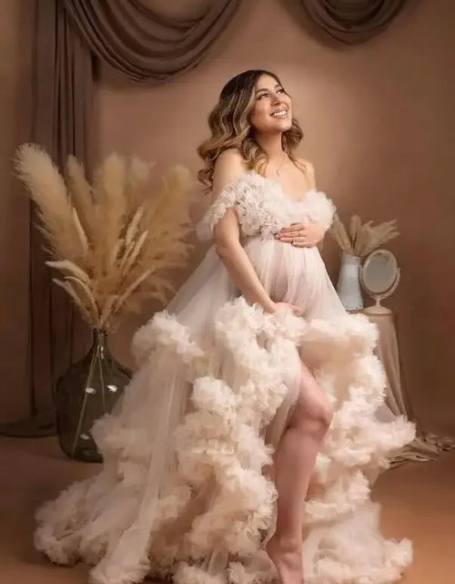 Load image into Gallery viewer, Puffy Ruffles Tulle Maternity Dress for Photoshoots &amp; Baby Showers
